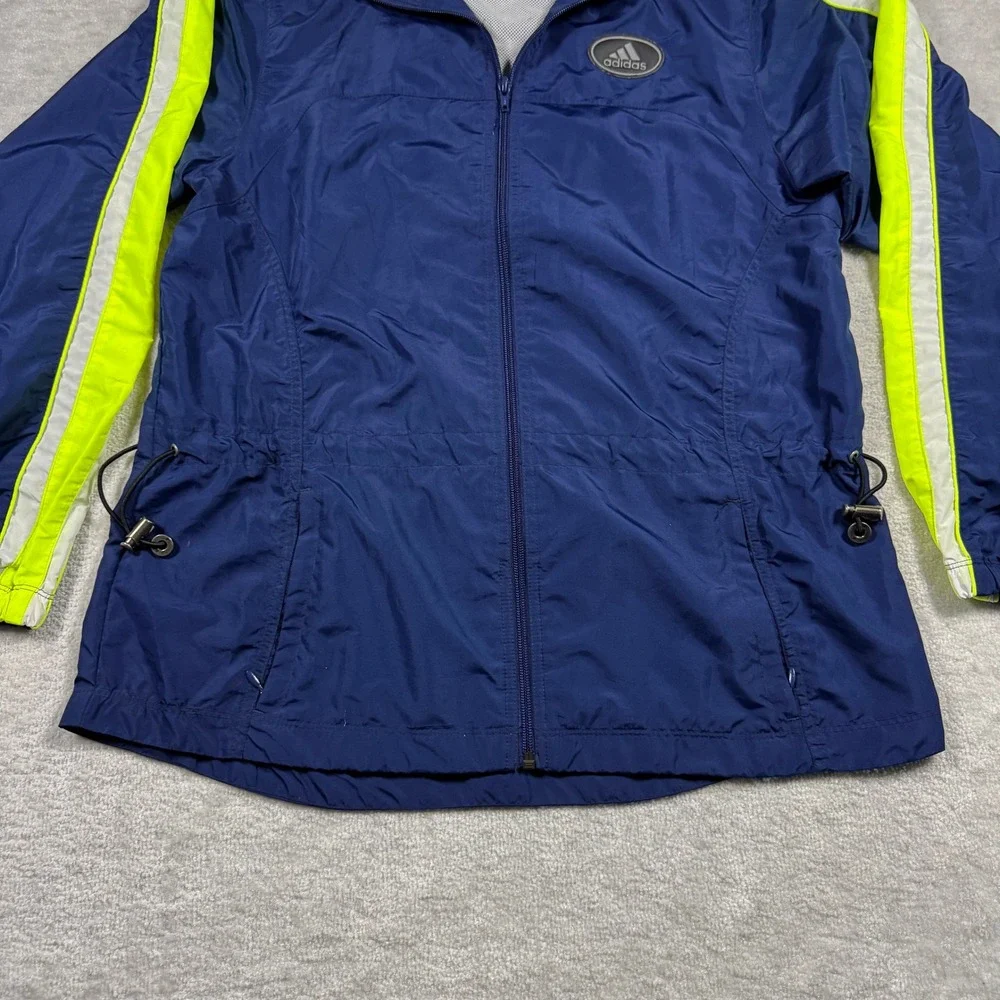 Adidas Windbreaker Mens‎ M Navy Blue Neon Yellow Vintage Track Jacket Full Zip